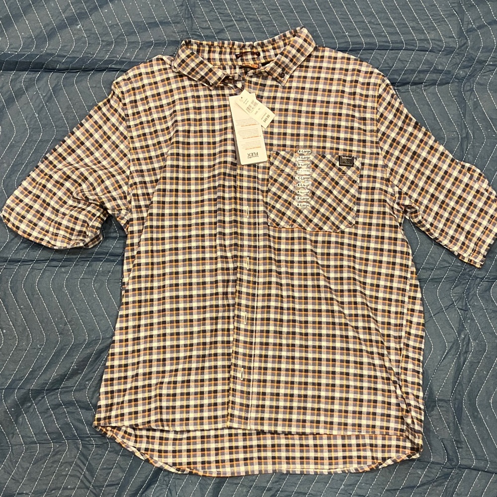 Timberland Pro Men's Plaid Shirt - Dark Blue and White